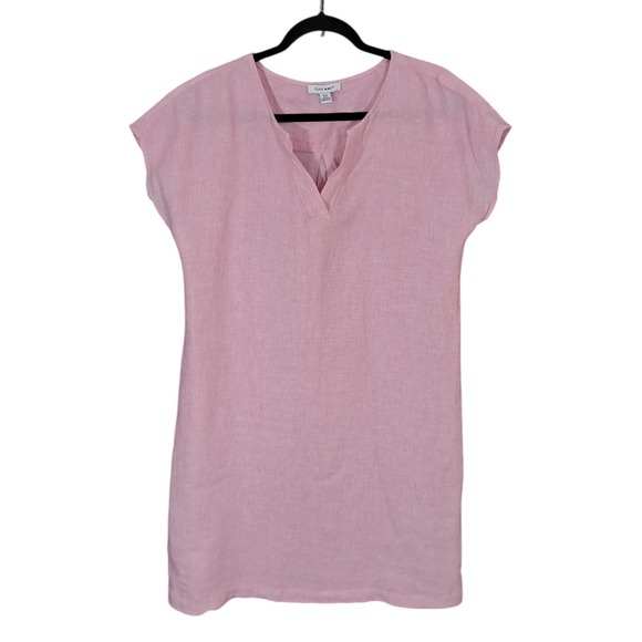 Pure‎ Navy Linen Dress Womens Medium Pink Lightweight Knew High Gauze Coastal - Picture 2 of 11
